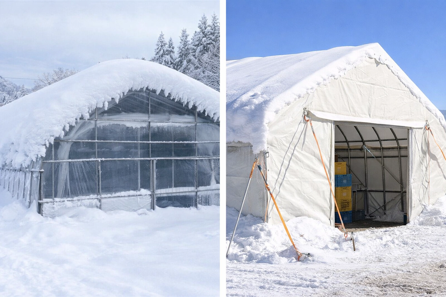 積雪・厳冬エリア向け 農業用テントの設置イメージ